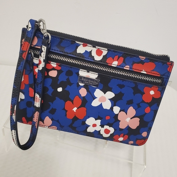 EUC Kate Spade "Shore Street Bouquet Pop" Print Slim Wristlet, Colorful - Picture 1 of 6